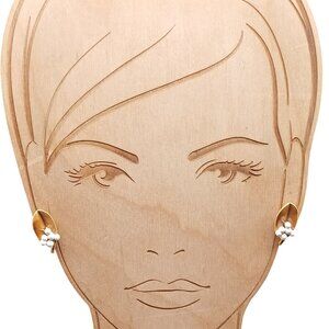 Vintage Screw-Back Earrings with Brown Enamel Leaves & White Bead Clusters Elega